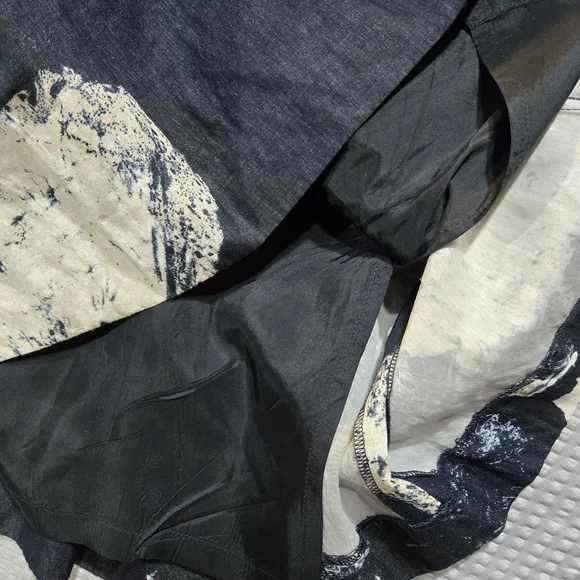 Carlisle Navy and Beige Floral A-Line Skirt With Pockets. - Picture 10 of 14